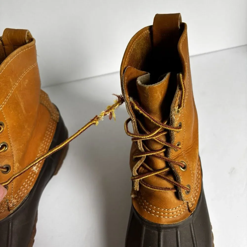 LL Bean Maine Hunting Shoe Duck Boots Women's Size 8 Brown Leather USA Vintage